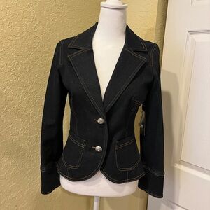 Vintage Nicole by Nicole Miller Denim Blazer with Contrast Stitching.  Size 6